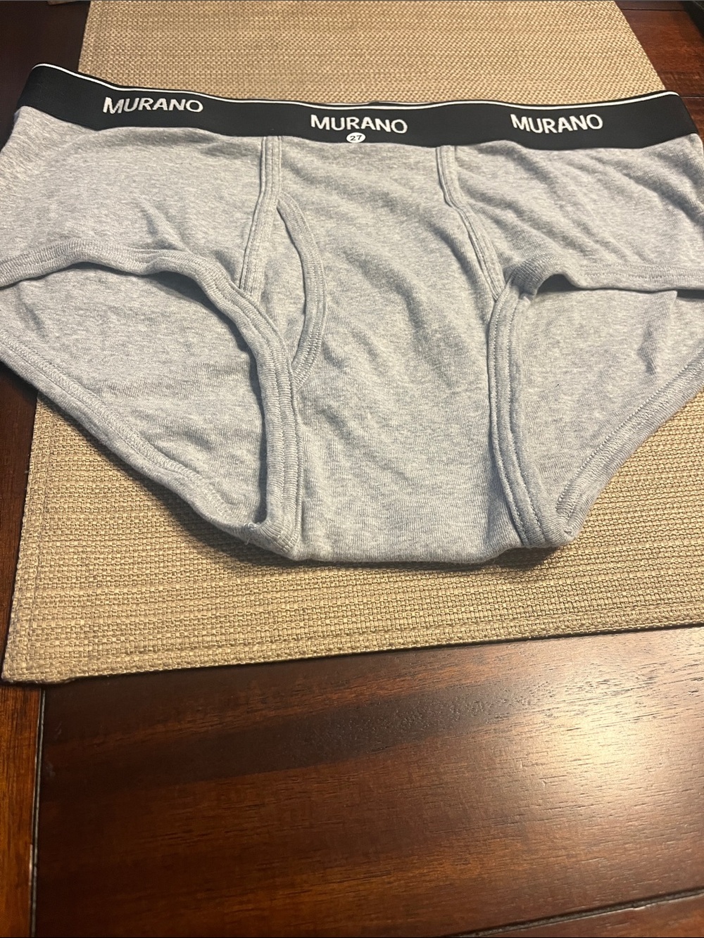 Bundle 28 Murano Light Grey Men's Cotton Briefs with Black Waistband large